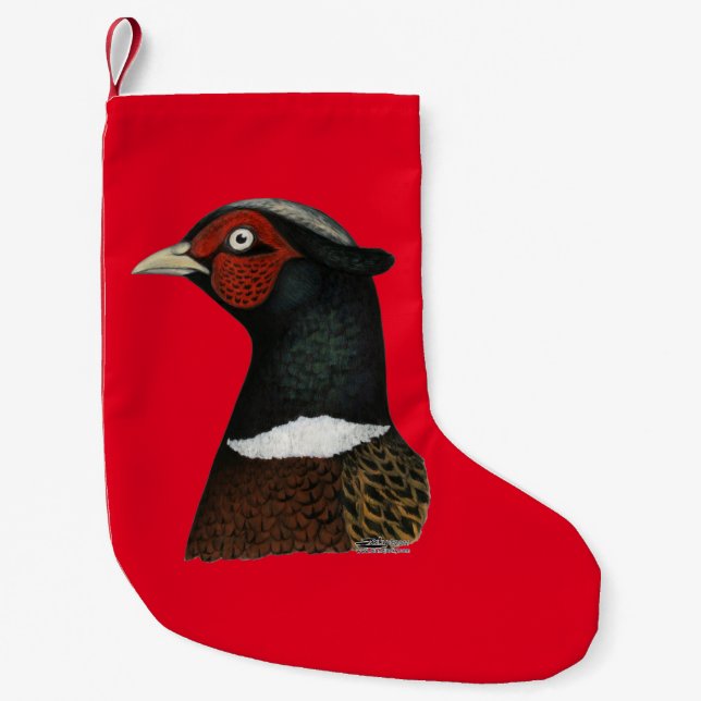 Calcetín Navideño Pequeño Cabeza del faisán de Ringneck (Anverso)