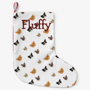 Calcetín Navideño Pequeño Cabezas felices del gato