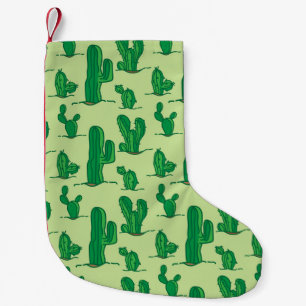 Calcetín Navideño Pequeño Cactus dibujado a mano: patrón sin costura.