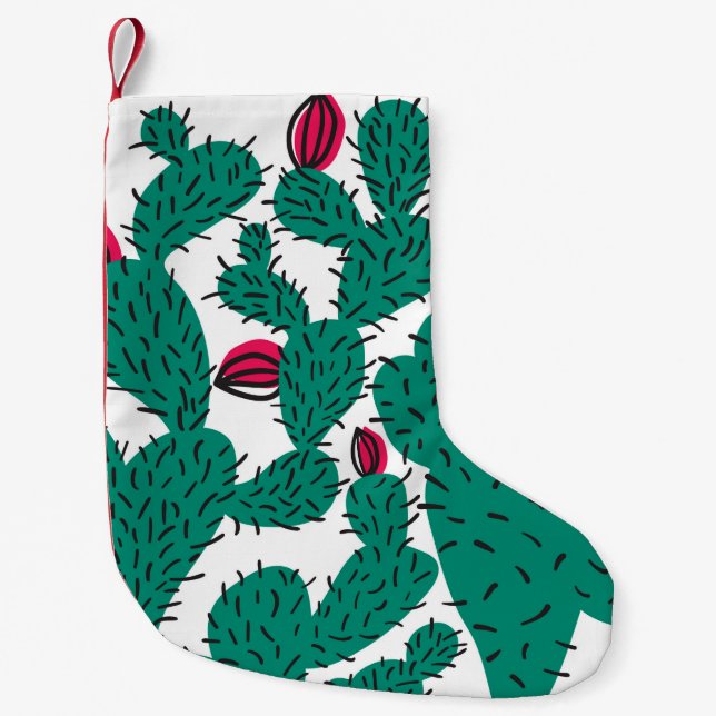 Calcetín Navideño Pequeño Cactus plant seamless pattern. Abstract hipster de (Anverso)