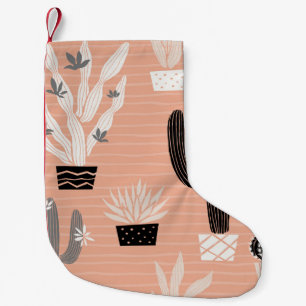 Calcetín Navideño Pequeño Cactús silvestres: Patrón de acuarela colorido