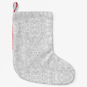 Calcetín Navideño Pequeño Caer en un encaje blanco