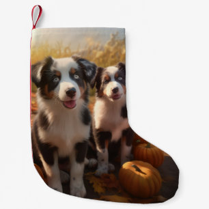 Calcetín Navideño Pequeño Calabaza deslumbrante del otoño de la cachorro pas