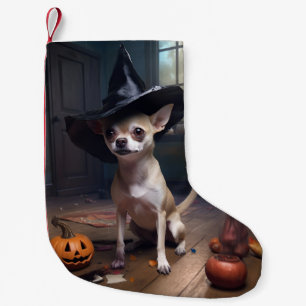 Calcetín Navideño Pequeño Calabazas Chihuahua Halloween Terroríficas