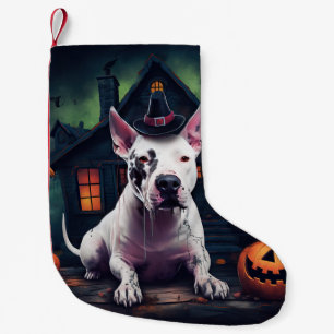 Calcetín Navideño Pequeño Calabazas de Bull Terrier Halloween dan miedo