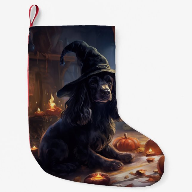 Calcetín Navideño Pequeño Calabazas de Cocker Spaniel Halloween Scary (Anverso)