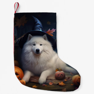 Calcetín Navideño Pequeño Calabazas Samoyedo Halloween Asustadizas