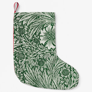 Calcetín Navideño Pequeño caléndula verde floral flor william morris