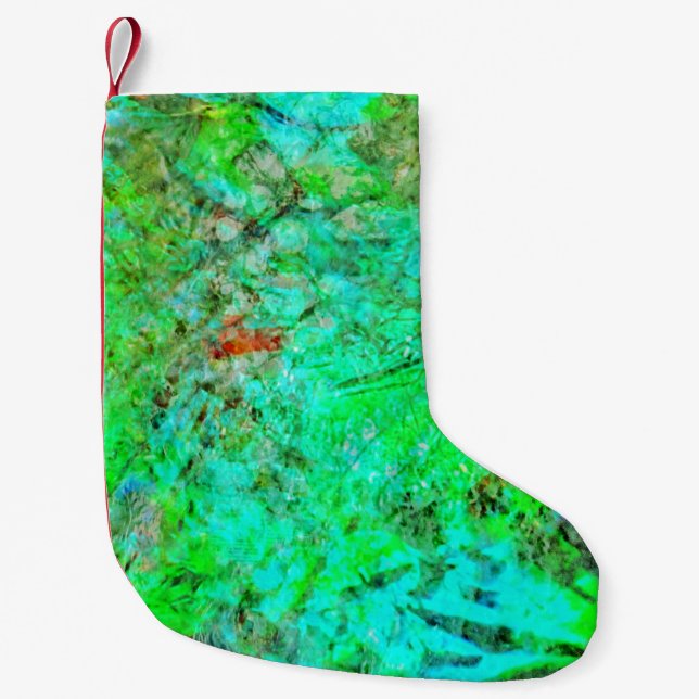 Calcetín Navideño Pequeño Calming green abstract christmas stocking,Smooth (Anverso)