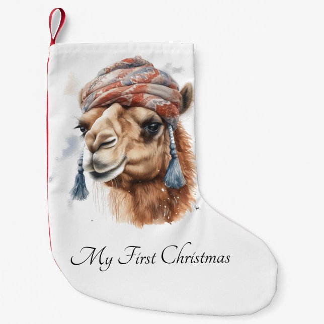 Calcetín Navideño Pequeño Camello navidad, personalizable (Anverso)