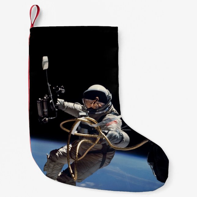 Calcetín Navideño Pequeño Camino espacial astronauta (Anverso)