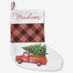 Calcetín Navideño Pequeño Camión de bomberos moderno personalizado para Navi