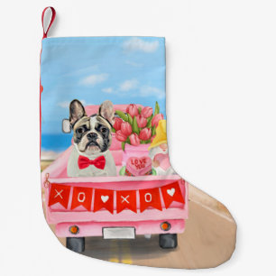 Calcetín Navideño Pequeño Camión de día de San Valentín de Bulldog Francés