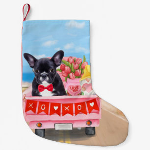 Calcetín Navideño Pequeño Camión de San Valentín de Bulldog Francés