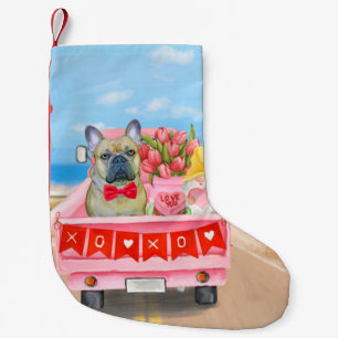 Calcetín Navideño Pequeño Camión de San Valentín de Bulldog Francés