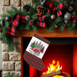 Calcetín Navideño Pequeño Camión navideño y árboles