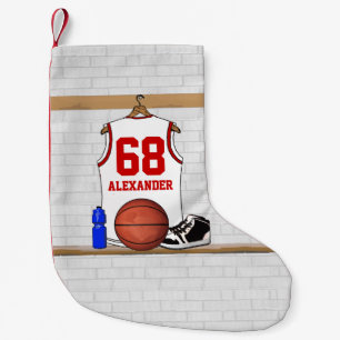 Calcetín Navideño Pequeño Camisa personalizada del baloncesto en vestuario