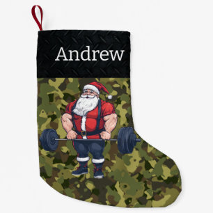 Calcetín Navideño Pequeño Camo Halterofilia Santa Barbell Gym Guay Fitness
