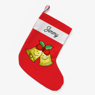 Calcetín Navideño Pequeño Campanas de Navidad Lindas con Nombre Personalizad
