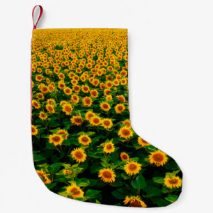 Calcetín Navideño Pequeño Campo con girasoles amarillos brillantes en días s