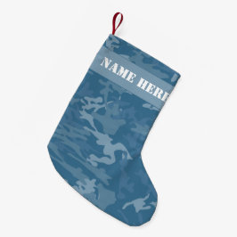 Calcetín Navideño Pequeño Camuflaje azul Personalizado Navidades Camo