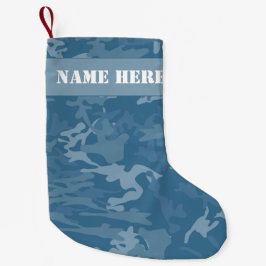 Calcetín Navideño Pequeño Camuflaje azul Personalizado Navidades Camo