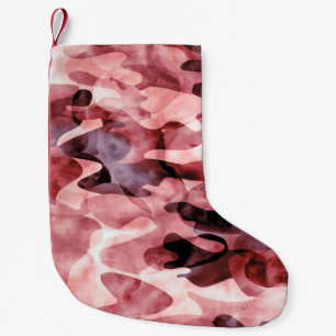 Calcetín Navideño Pequeño Camuflaje de acuarela abstracta: tintineo.