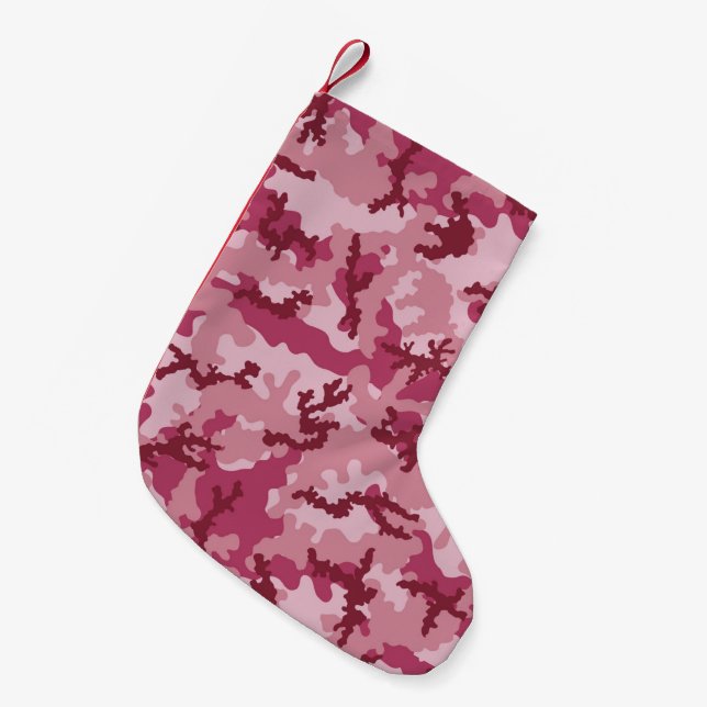 Calcetín Navideño Pequeño Camuflaje rosa (Frente (Colgado))