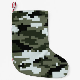 Calcetín Navideño Pequeño Camuflaje Urbano Digital Pixel de 8 bits / Camo