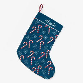 Calcetín Navideño Pequeño Candy Cane Snowflake Ocean Blue Navidades