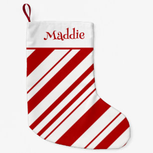 Calcetín Navideño Pequeño Candy Cane Stripes Nombre personalizado