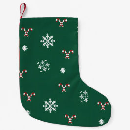 Calcetín Navideño Pequeño Candy Canes and Snowflakes Stocking