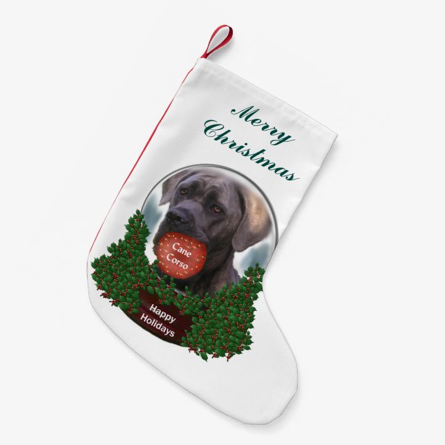 Calcetín Navideño Pequeño Cane Corso Navidades (Frente (Colgado))