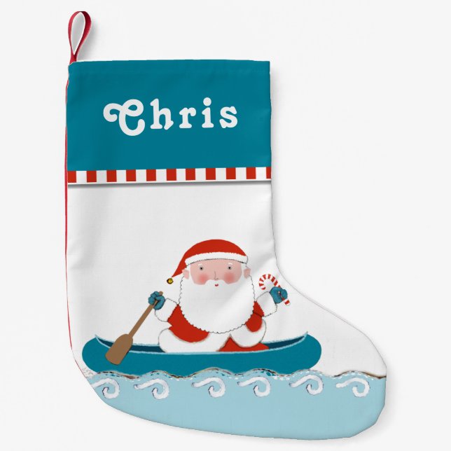 Calcetín Navideño Pequeño Canoa de Camping (Anverso)