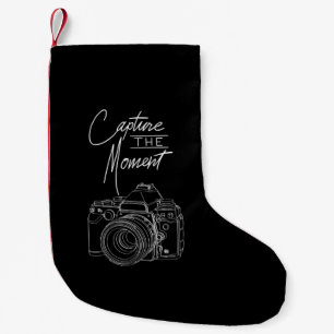 Calcetín Navideño Pequeño Capturar fotógrafo de cámara de momento.