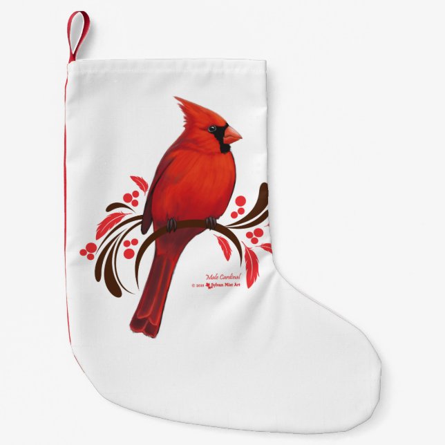 Calcetín Navideño Pequeño Cardenal masculino (Anverso)
