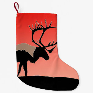 Calcetín Navideño Pequeño Caribou at Sunset - Arte original de la vida salva