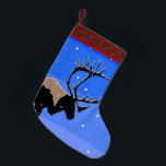 Calcetín Navideño Pequeño Caribou in Winter - Arte original de la vida salva<br><div class="desc">Caribou en retrato de invierno, pintura original. Nos especializamos en arte original lindo y divertido, compre esto por usted mismo o como un gran regalo para sus amigos caribúes en invierno. Sea creativo - haga clic en el PERSONALIZAR para añadir/eliminar/cambiar texto, cambiar el tamaño de la imagen, cambiar los colores...</div>