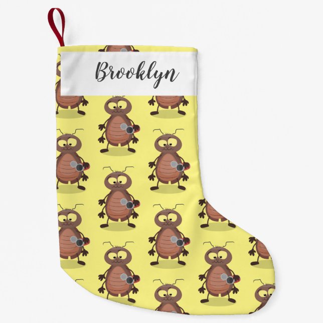 Calcetín Navideño Pequeño Caricatura divertida de una cucaracha linda (Anverso)
