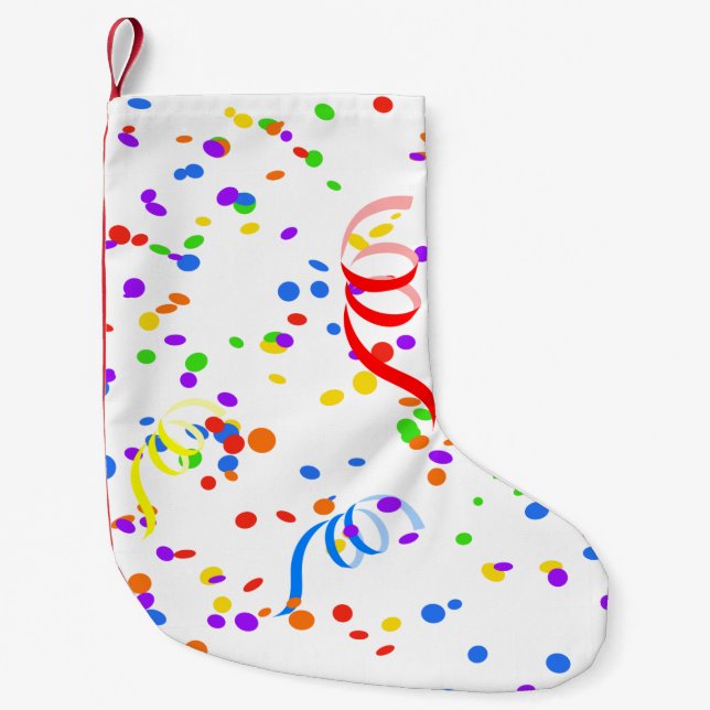Calcetín Navideño Pequeño Carnaval de fiesta de Confetti streamer (Anverso)