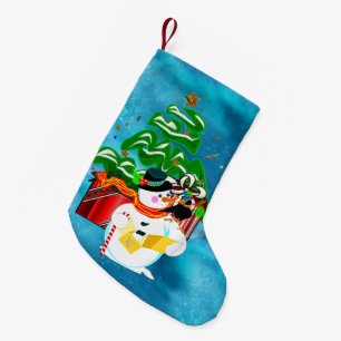 Calcetín Navideño Pequeño Caroling Snowman