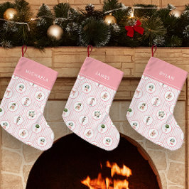 Calcetín Navideño Pequeño Cascanueces Rosa Abuela Preppy y Elegante Navidad