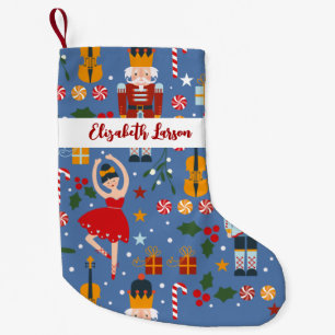 Calcetín Navideño Pequeño Cascanueces y Bailarina Lindo Rosa Feliz Navidad