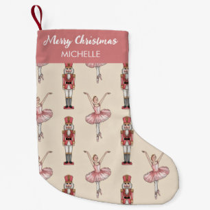 Calcetín Navideño Pequeño Cascanueces y bailarina personalizados de Navidad