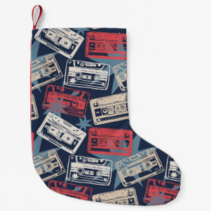 Calcetín Navideño Pequeño Casetes antiguos de música vintage impecables