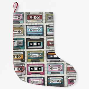 Calcetín Navideño Pequeño Cassette de música retro: Icono nostálgico