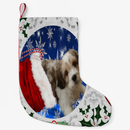 Calcetín Navideño Pequeño Cavachon Stocking, Perro Navidad
