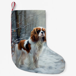 Calcetín Navideño Pequeño Cavalier King Deja que nieve Navideño cepillado