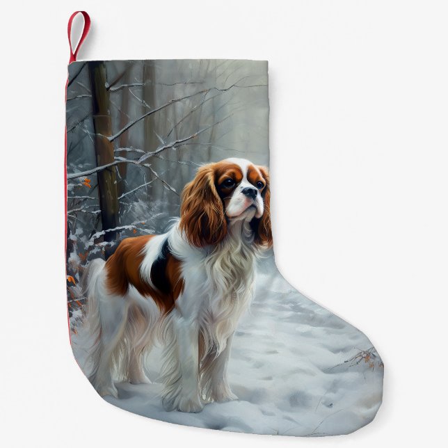 Calcetín Navideño Pequeño Cavalier King Dejó Que La Nieve Se Llenara A Los N (Anverso)