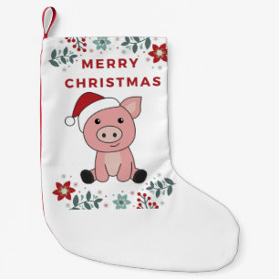 Calcetín Navideño Pequeño Cerdo Merry Christmas Animals Cerdos